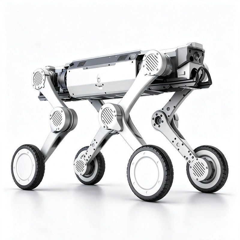 Lieljaudas pārbaudes robotsuns ar riteņiem