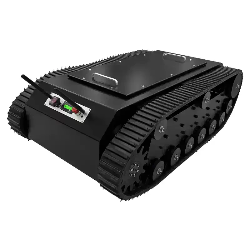 Lielas slodzes gumijas kāpurķēžu glābšanas robota šasija