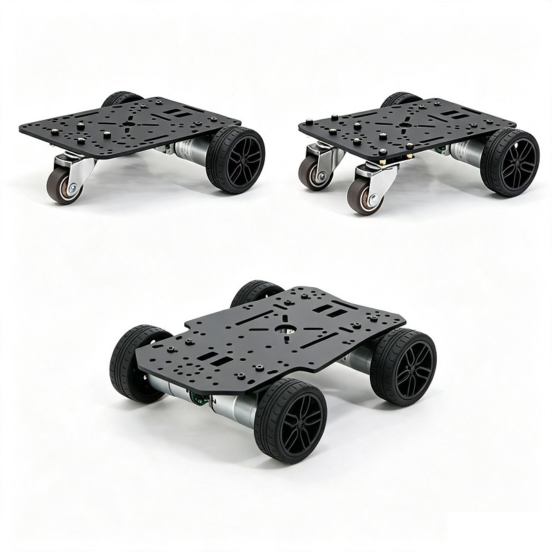 Mini elektriskā riteņu robota šasija 4 WD